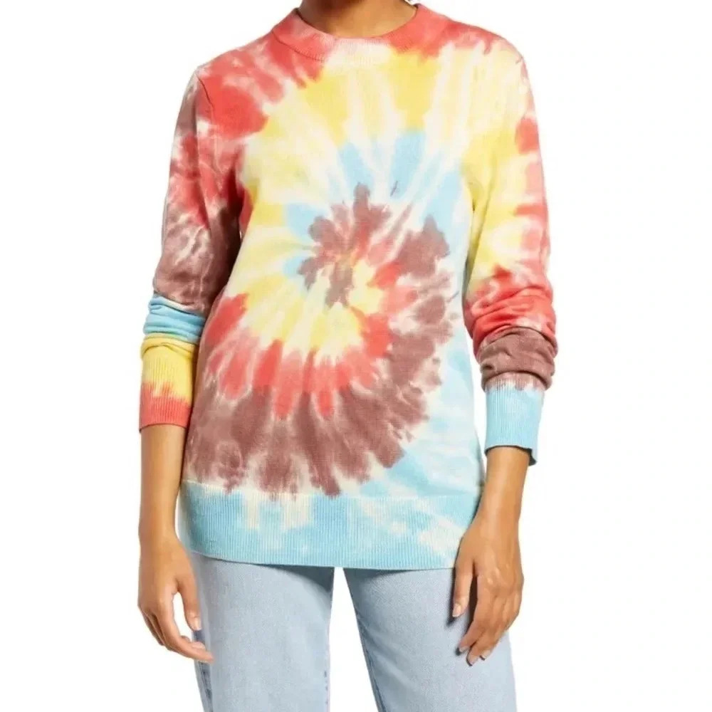 BP Nordstrom Tie Dye Crewneck Sweater Pullover Top v6x